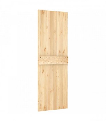 vidaXL Sliding Door Natural and Black 70 x 210 cm Solid Pine Wood