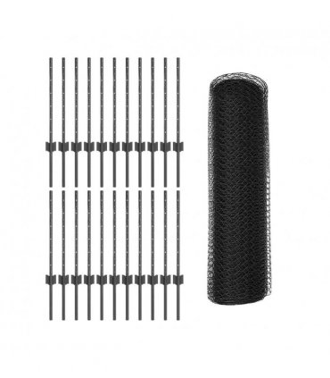vidaXL Fence with Post Grey