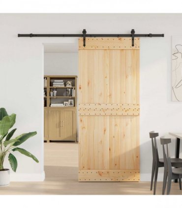 vidaXL Sliding Door NARVIK Natural and Black