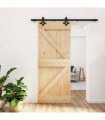 vidaXL Sliding Door Natural and Black 85 x 210 cm Solid Pine Wood