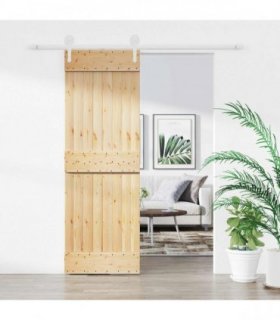 vidaXL Sliding Door Natural and White 70 x 210 cm Solid Pine Wood