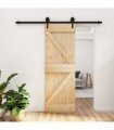 vidaXL Sliding Door Natural and Black 70 x 210 cm Solid Pine Wood