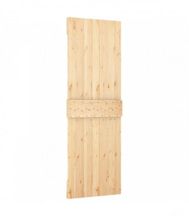 vidaXL Sliding Door Natural and Black 70 x 210 cm Solid Pine Wood
