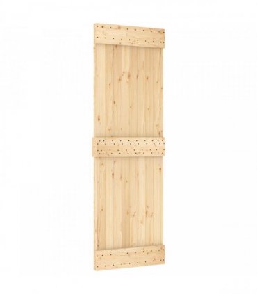 vidaXL Sliding Door Natural and Black 70 x 210 cm Solid Pine Wood