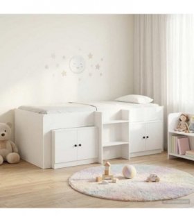 vidaXL Loft Bed Frame with Cabinet 3 pcs White Engineered Wood