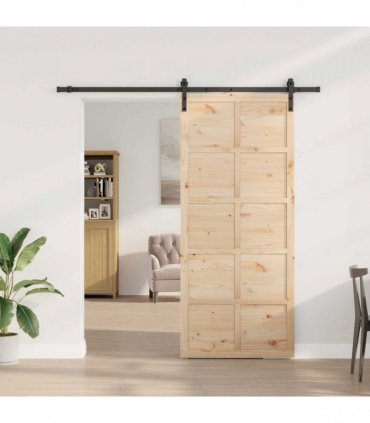 vidaXL Sliding Door Natural 100 x 208 cm Solid Pine Wood