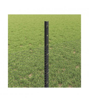 vidaXL Fence with Post Grey