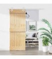 vidaXL Sliding Door Natural and White 85 x 210 cm Solid Pine Wood