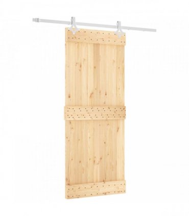vidaXL Sliding Door Natural and White 85 x 210 cm Solid Pine Wood
