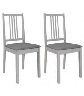 vidaXL Dining Chairs with Cushions 2 pcs Grey Solid Wood