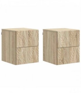 vidaXL Wall-Mounted Bedside Cabinet 2 pcs Sonoma Oak 34.5 x 33 x 40 cm