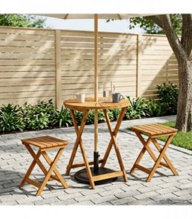 vidaXL Folding Garden Table Natural Ø60 x 75 cm Solid Acacia Wood