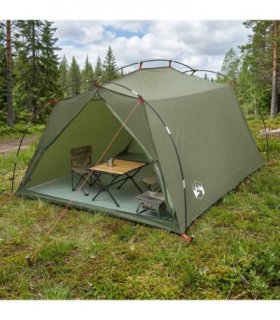 vidaXL Tunnel Tent Olive Green 2-Person 185T Polyester with PU Coating