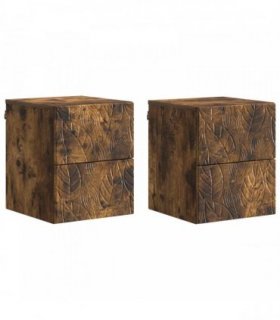 vidaXL Wall-Mounted Bedside Cabinet 2 pcs Smoked Oak 34.5 x 33 x 40 cm