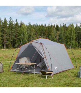 vidaXL Tunnel Tent Grey and Orange 2-Person