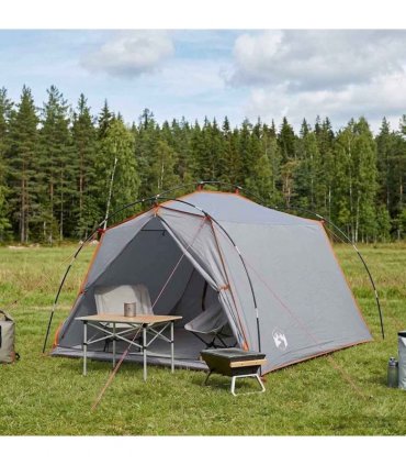 vidaXL Tunnel Tent Grey and Orange 2-Person