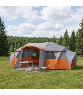 vidaXL Family Tent with Rainfly Water-resistant tunnel Grey and Orange