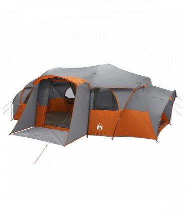 vidaXL Family Tent with Rainfly Water-resistant tunnel Grey and Orange