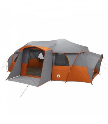 vidaXL Family Tent with Rainfly Water-resistant tunnel Grey and Orange