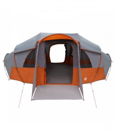 vidaXL Family Tent with Rainfly Water-resistant tunnel Grey and Orange