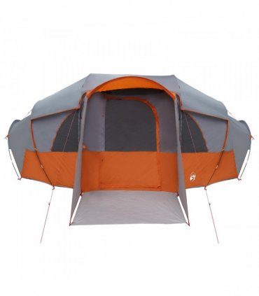 vidaXL Family Tent with Rainfly Water-resistant tunnel Grey and Orange