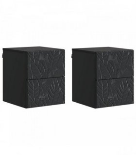 vidaXL Wall-Mounted Bedside Cabinet 2 pcs Black 34.5 x 33 x 40 cm