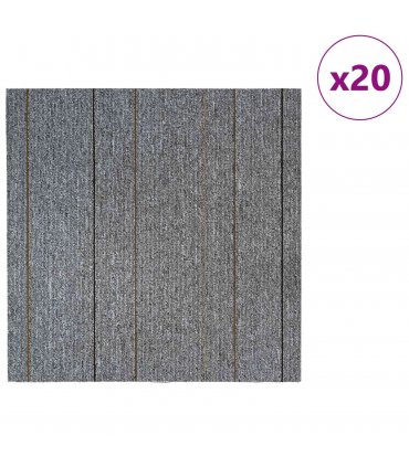 vidaXL Carpet Tile Light Grey with Stripes 50 x 50 cm 20 pcs