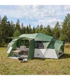 vidaXL Family Tent with Rainfly Water-resistant tunnel Green 10-Person