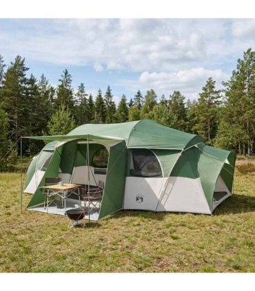 vidaXL Family Tent with Rainfly Water-resistant tunnel Green 10-Person