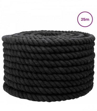 vidaXL Rope Black 2 x 2 x 2500 cm Cotton