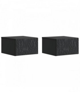 vidaXL Wall-Mounted Bedside Cabinet 2 pcs Black 49 x 34.5 x 20 cm