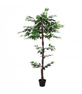 vidaXL Artificial Ficus Plant Green 85 x 18 x 160 cm Fabric and Wood