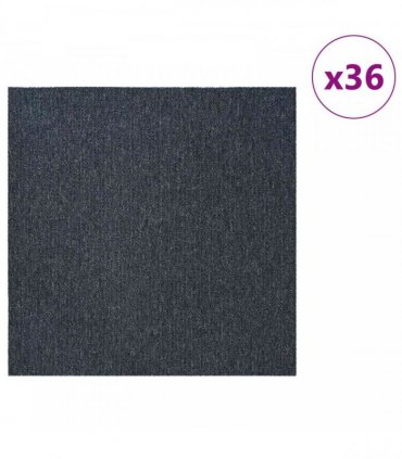 vidaXL Carpet Tile Blue Grey 50 x 50 cm 36 pcs PP and Bitumen
