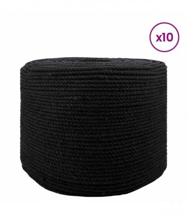 vidaXL Rope 10 pcs Black Cotton