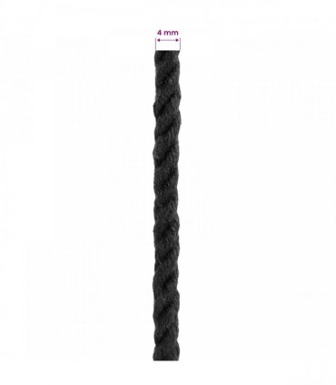 vidaXL Rope Black 0.4 x 0.4 x 50000 cm Cotton