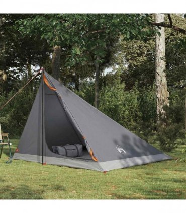 vidaXL Backpacking Tent Grey and Orange 4-Person