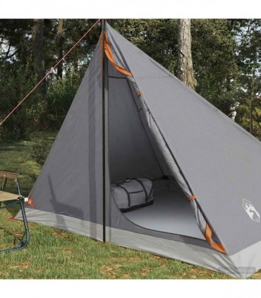 vidaXL Backpacking Tent Grey and Orange 4-Person