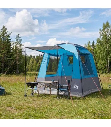 vidaXL Party Tent Blue 4-Person 185T Polyester with PU Coating