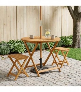 vidaXL Folding Garden Table Natural Ø90 x 75 cm Solid Acacia Wood