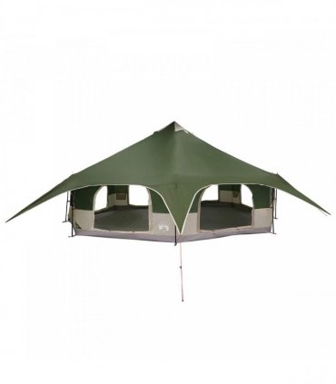 vidaXL Family Tent Green 18-Person 185T Polyester with PU Coating