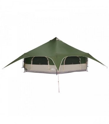 vidaXL Family Tent Green 18-Person 185T Polyester with PU Coating