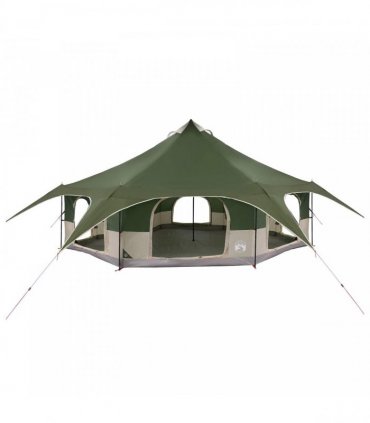 vidaXL Family Tent Green 18-Person 185T Polyester with PU Coating