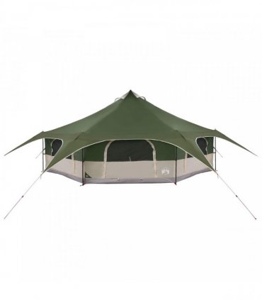 vidaXL Family Tent Green 18-Person 185T Polyester with PU Coating