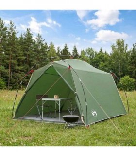 vidaXL Tunnel Tent Green 2-Person 185T Polyester with PU Coating