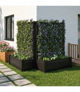 vidaXL Big Planter with Trellis 2 pcs Anthracite 143 x 143 x 133.5 cm