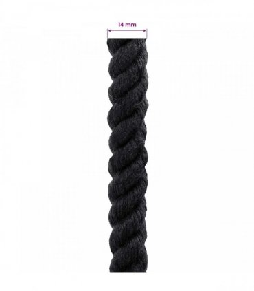 vidaXL Rope Black 1.4 x 1.4 x 25000 cm Cotton