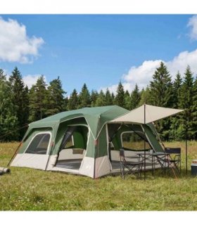 vidaXL Instant Tent Green 10-Person 185T Polyester with PU Coating