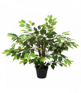 vidaXL Artificial Ficus Plant Green 73 x 16 x 60 cm Fabric and Wood