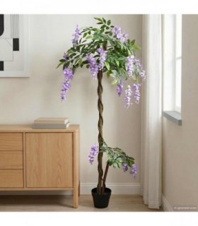 vidaXL Artificial Bean Flower Tree Purple 80 x 18 x 160 cm