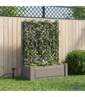vidaXL Big Planter with Trellis Grey 99.5 x 43 x 133.5 cm PP